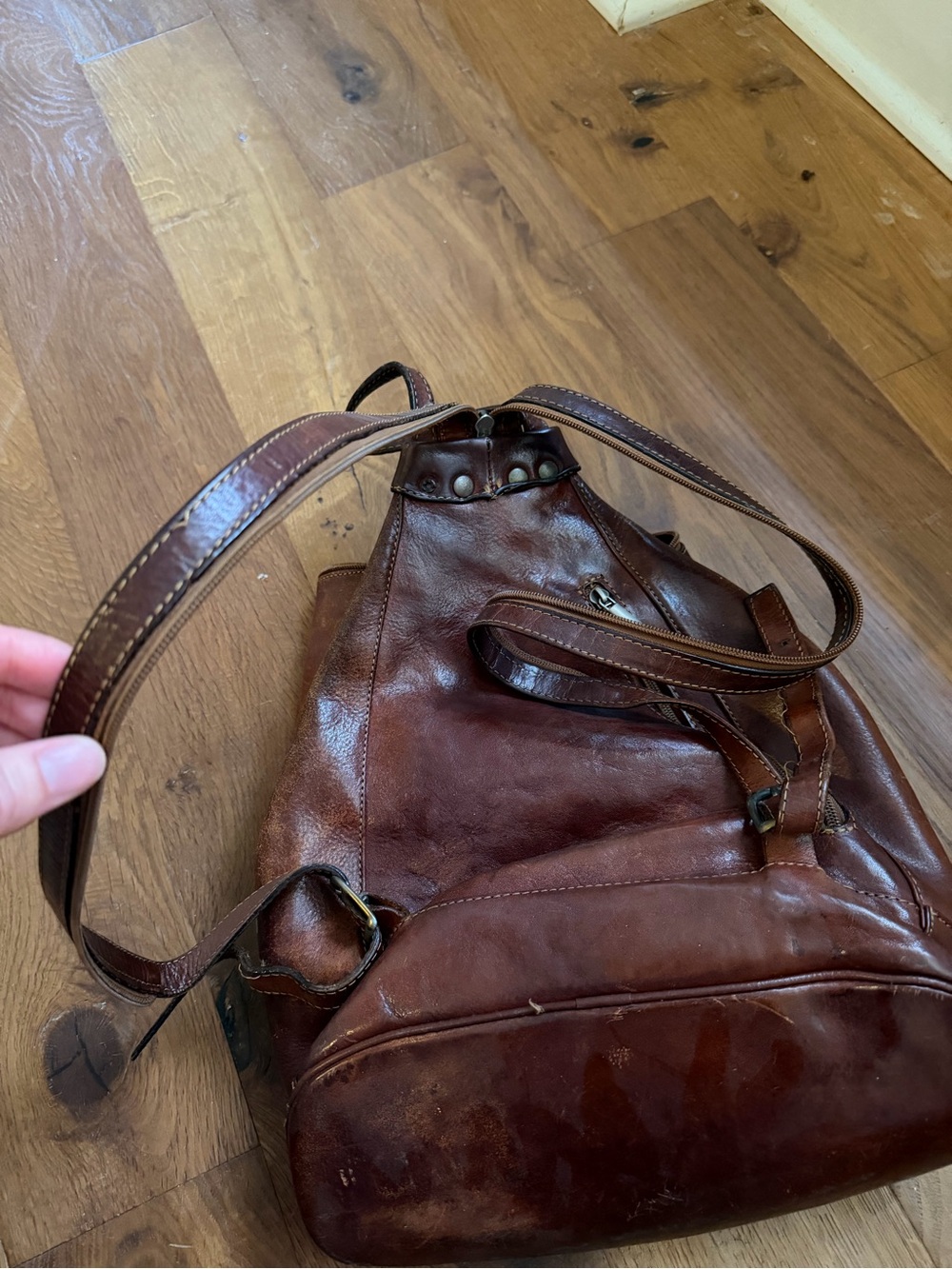 Brown Leather vintage Backpack Shoulder Bag
